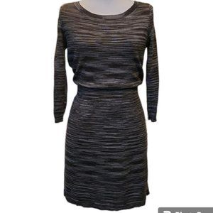 Loft Black & White Wool Blend Knit Dress - Size Medium